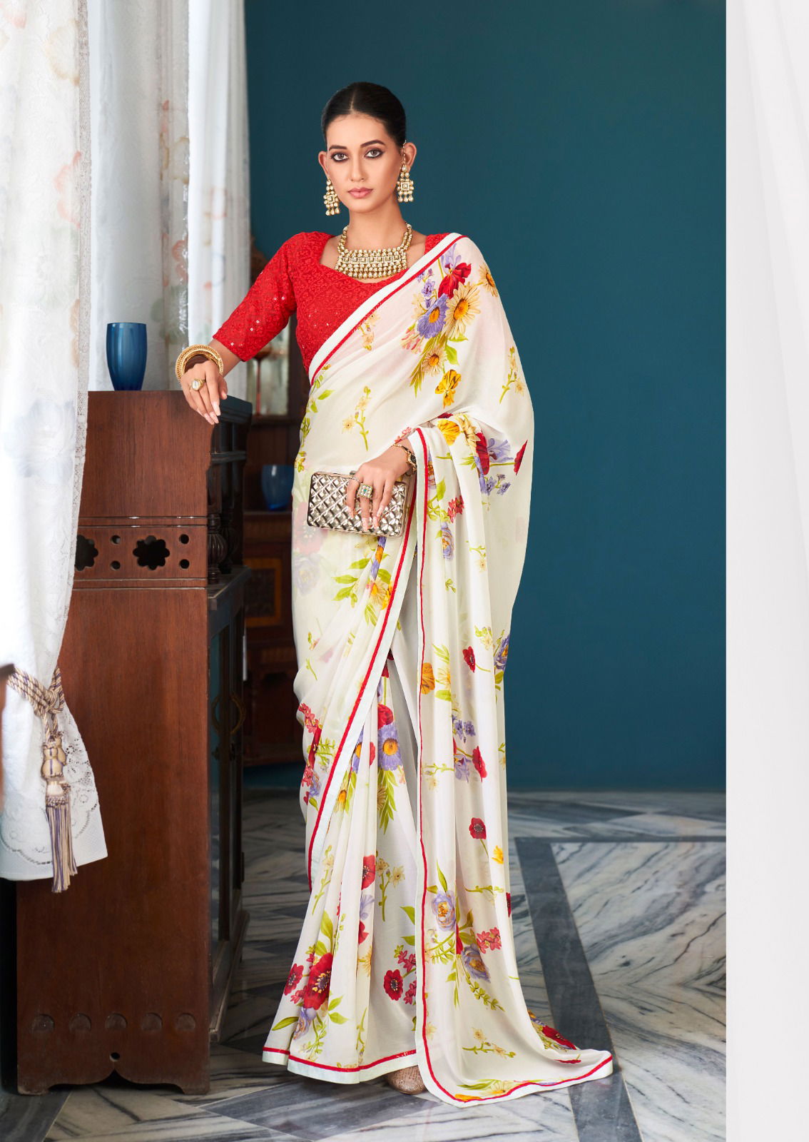 Jharokha By Printed Georgette Sarees Catalog